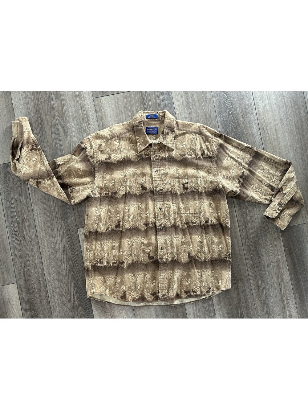 Pendleton Chamois Shirt Adult Xl Brown Deer Button Up Hunter Mens